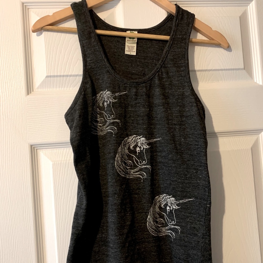 Alternate Earth heathered unicorn tank large